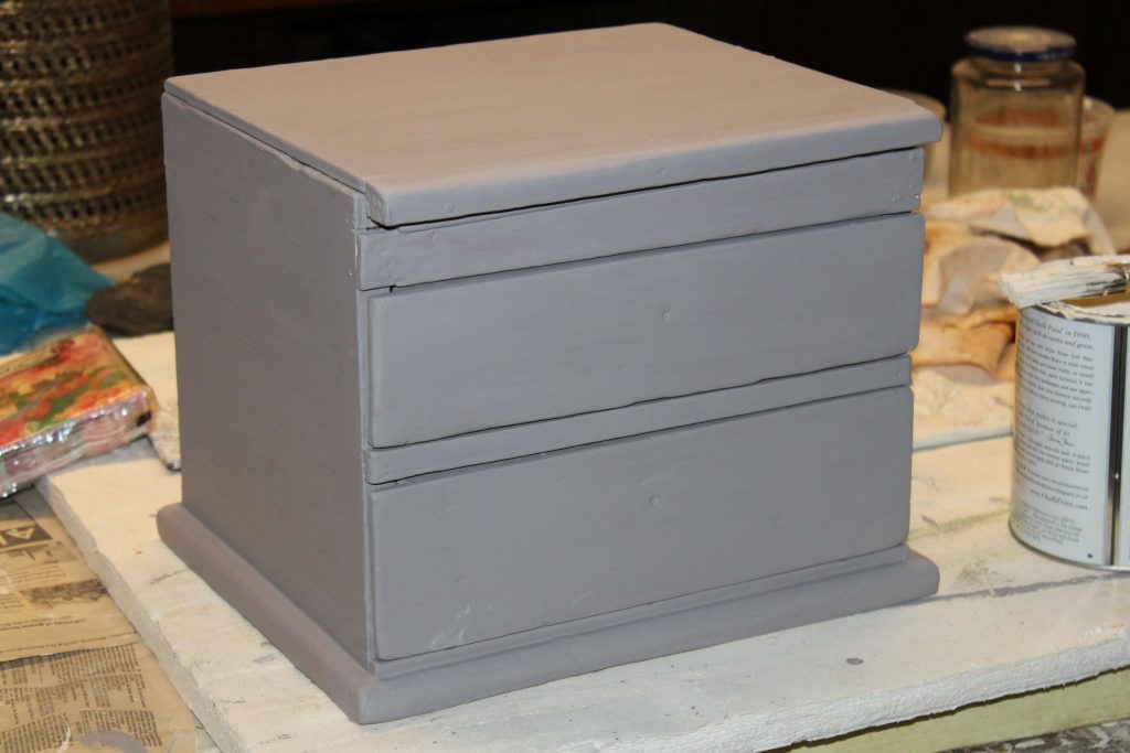 stain blocker paint on old tool chest