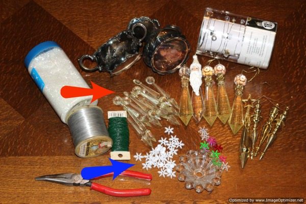 Supplies for the Toy Red Ladder Christmas Arrangement red-ladder-arrangement-supplies