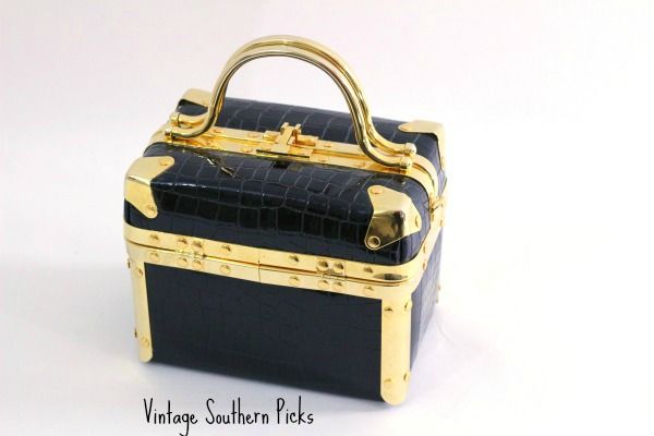 vintage-navy-faux-alligator-and-gold-box-purse